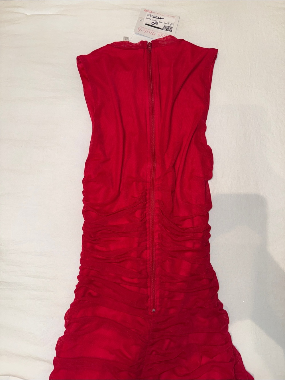 Red Ruched Bodycon Maxi Dress - Picture 2 of 4